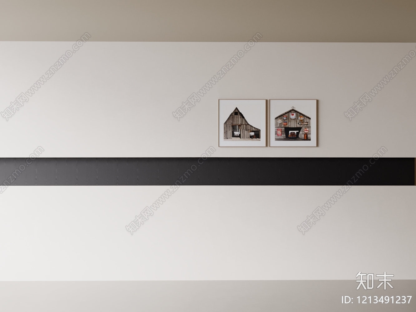 极简背景墙SU模型草图
