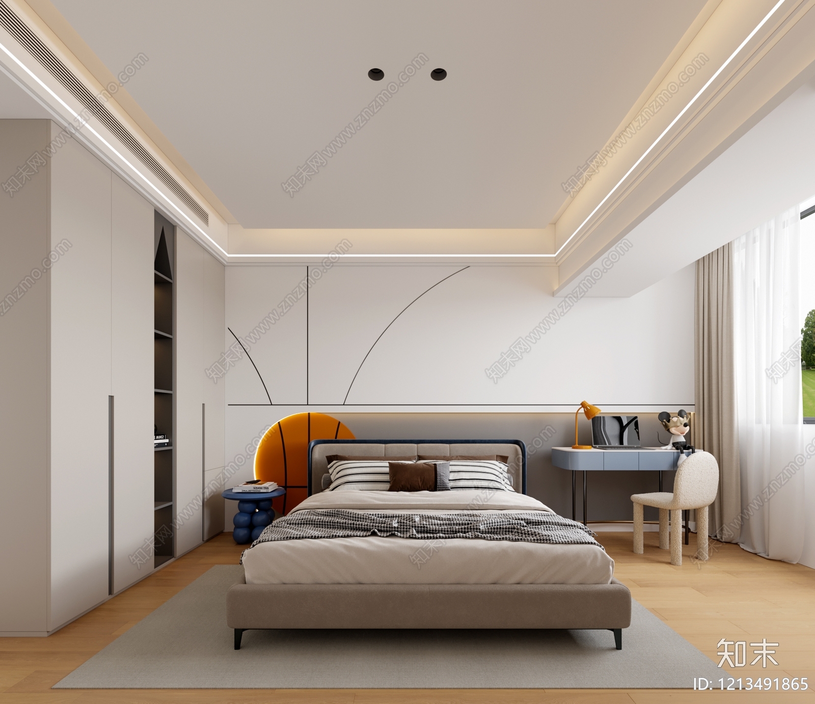 现代简约男孩房3D模型下载【ID:1213491865】