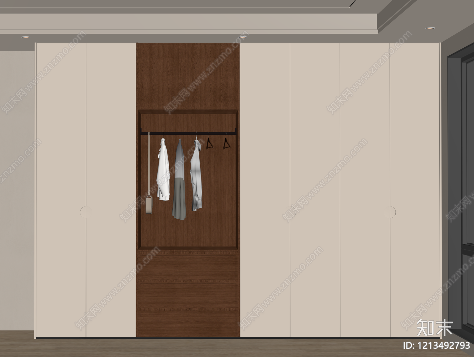 现代中古衣柜3D模型下载【ID:1213493073】