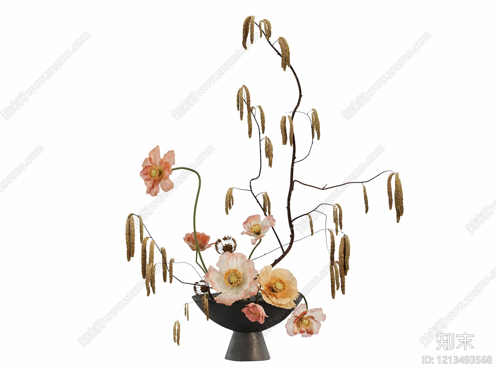 新中式花艺3D模型下载【ID:1213493568】