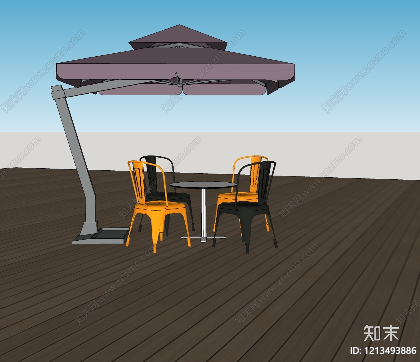 现代简约户外桌椅SU模型下载【ID:1213493886】