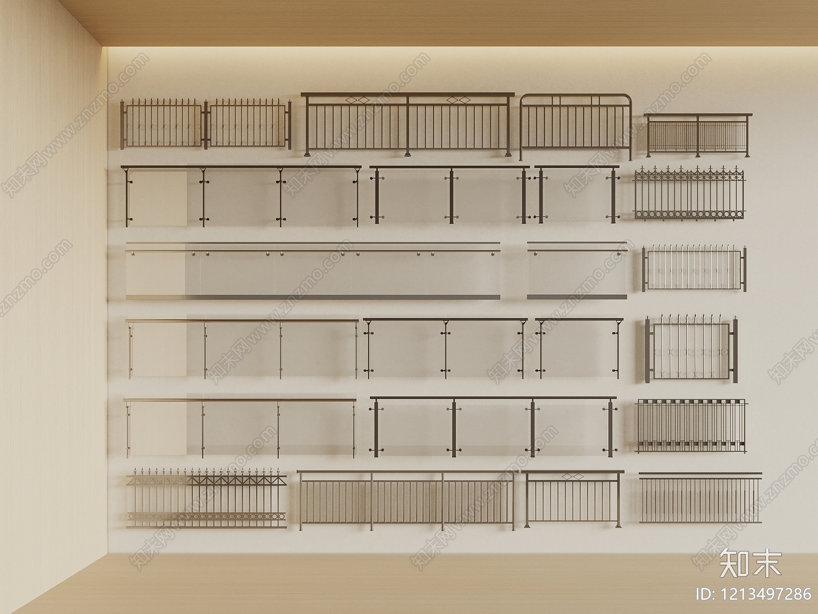 现代简约栏杆3D模型下载【ID:1213497286】