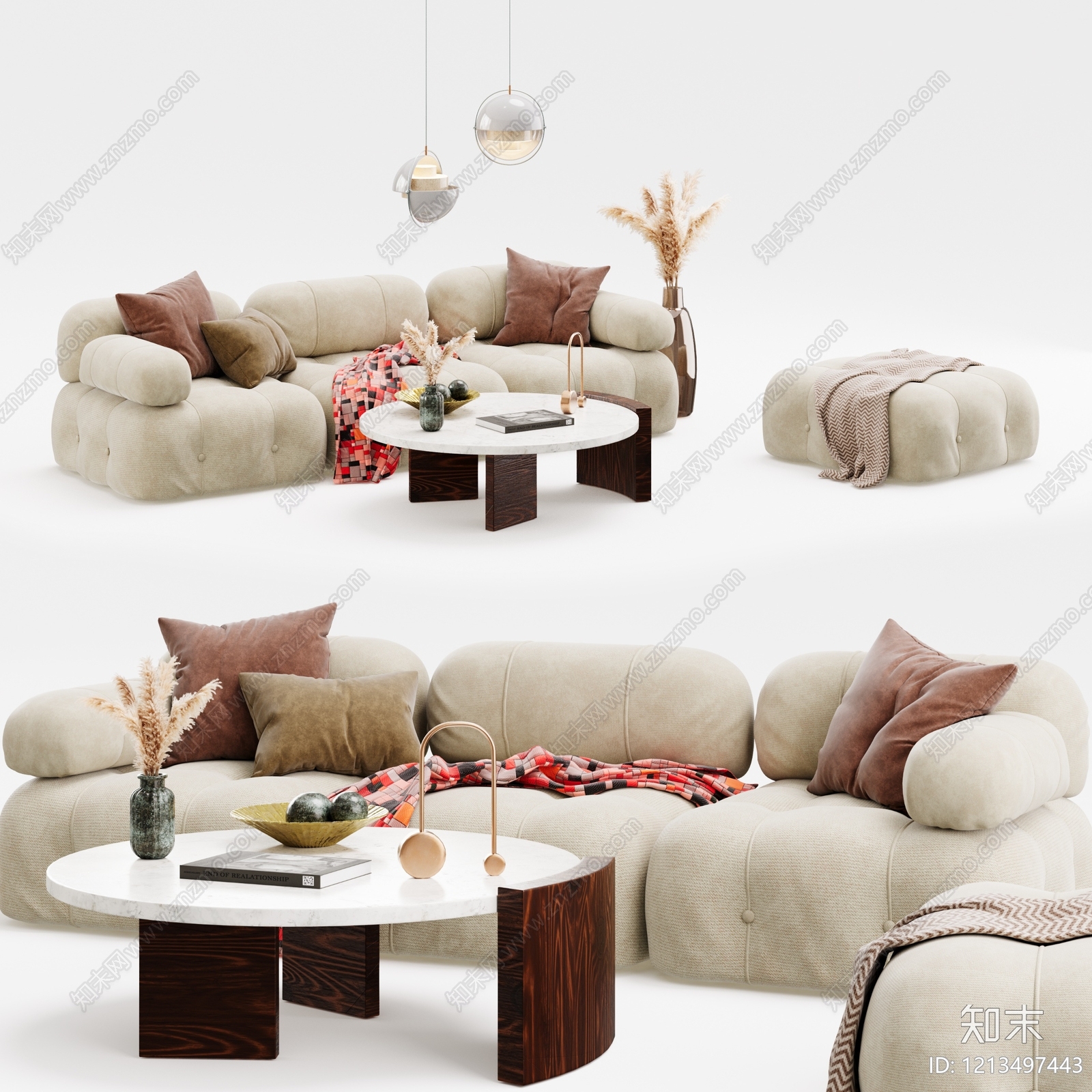 奶油风云朵沙发3D模型下载【ID:1213497443】