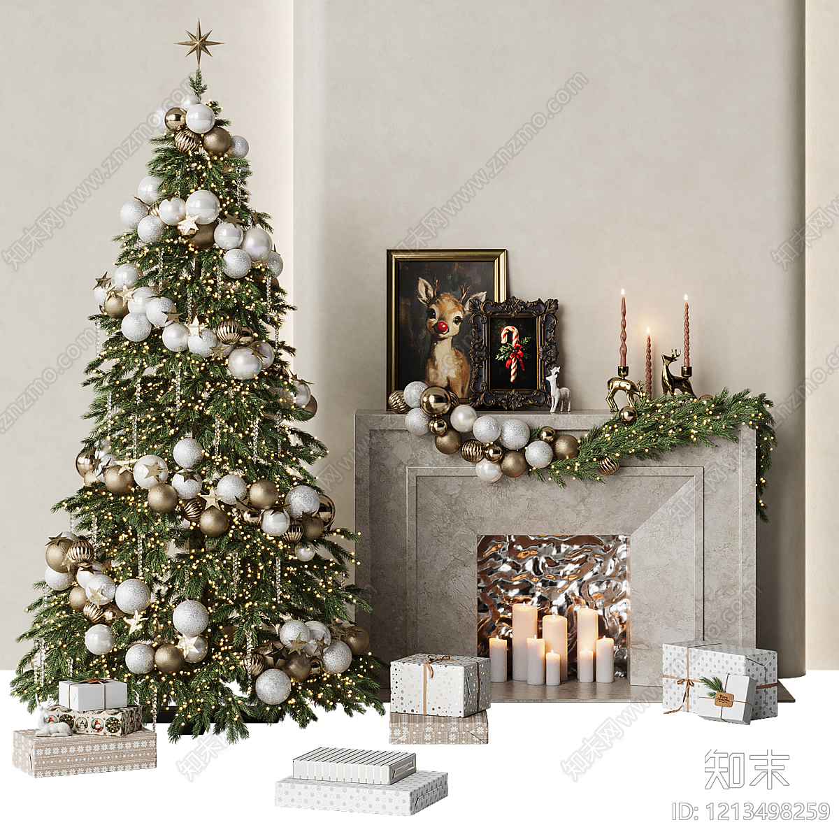 奶油风家居客厅3D模型下载【ID:1213498259】