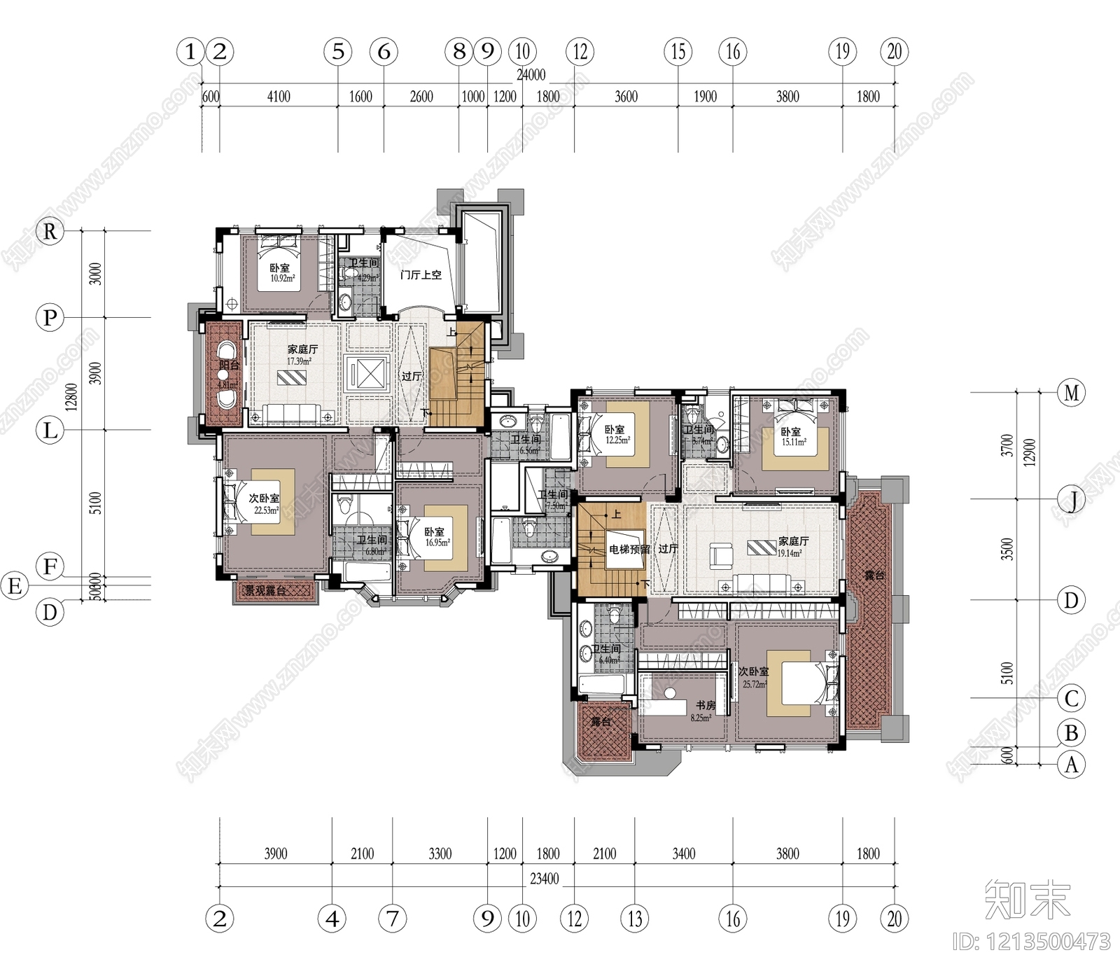 现代轻奢别墅建筑cad施工图下载【ID:1213500473】