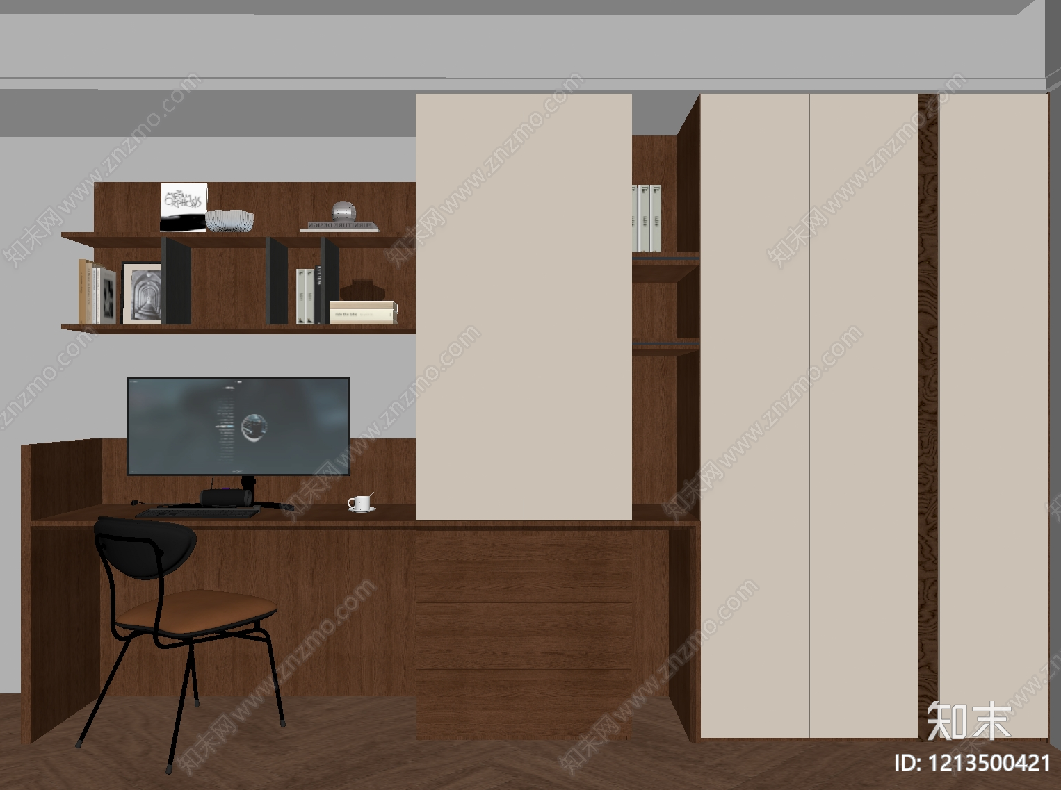 现代简约书房SU模型下载【ID:1213500421】