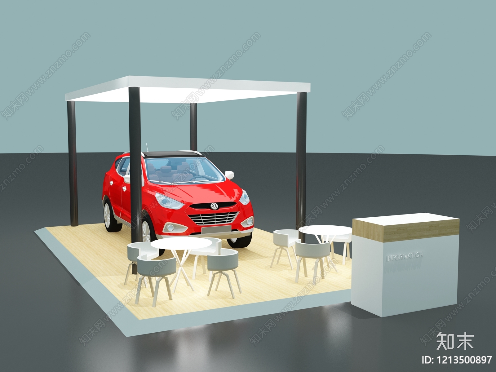 现代简约汽车展台3D模型下载【ID:1213500897】
