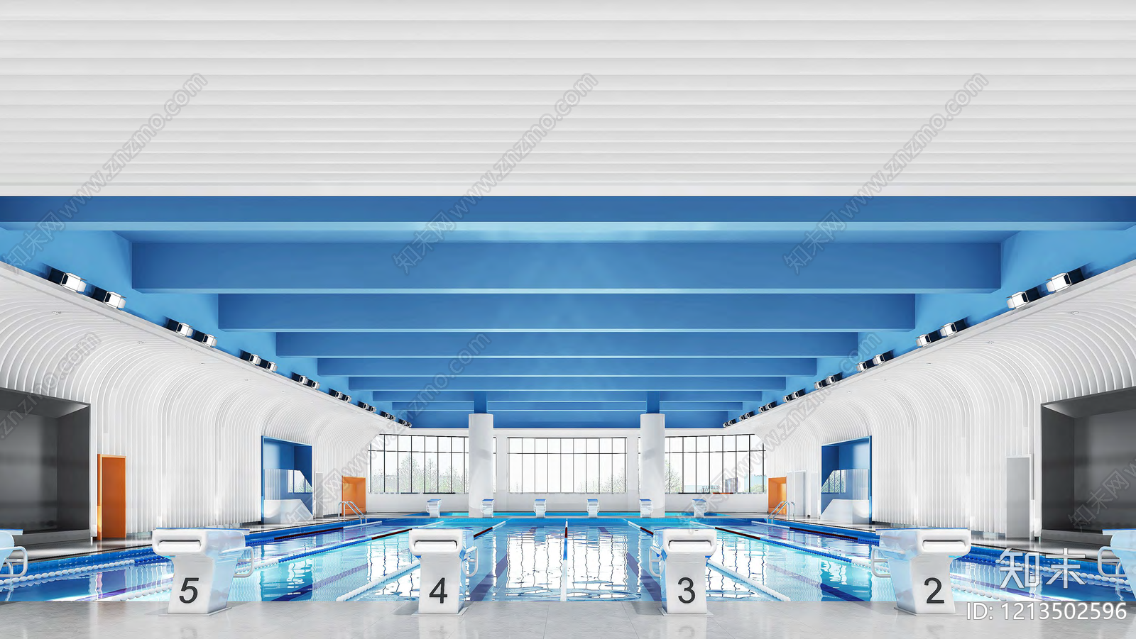 现代简约游泳馆3D模型下载【ID:1213502596】