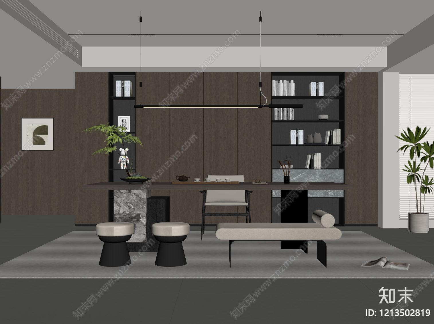 极简茶室SU模型下载【ID:1213502819】