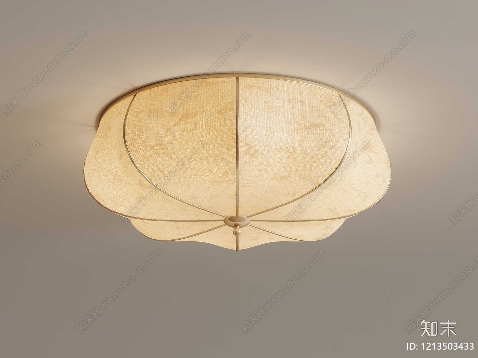 奶油风卧室吸顶灯3D模型下载【ID:1213503433】