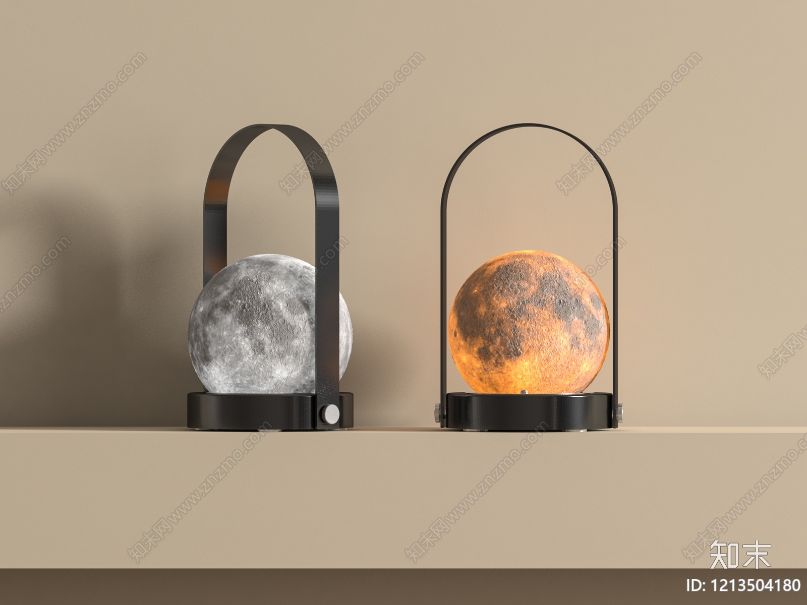 现代简约月球灯SU模型下载【ID:1213504180】