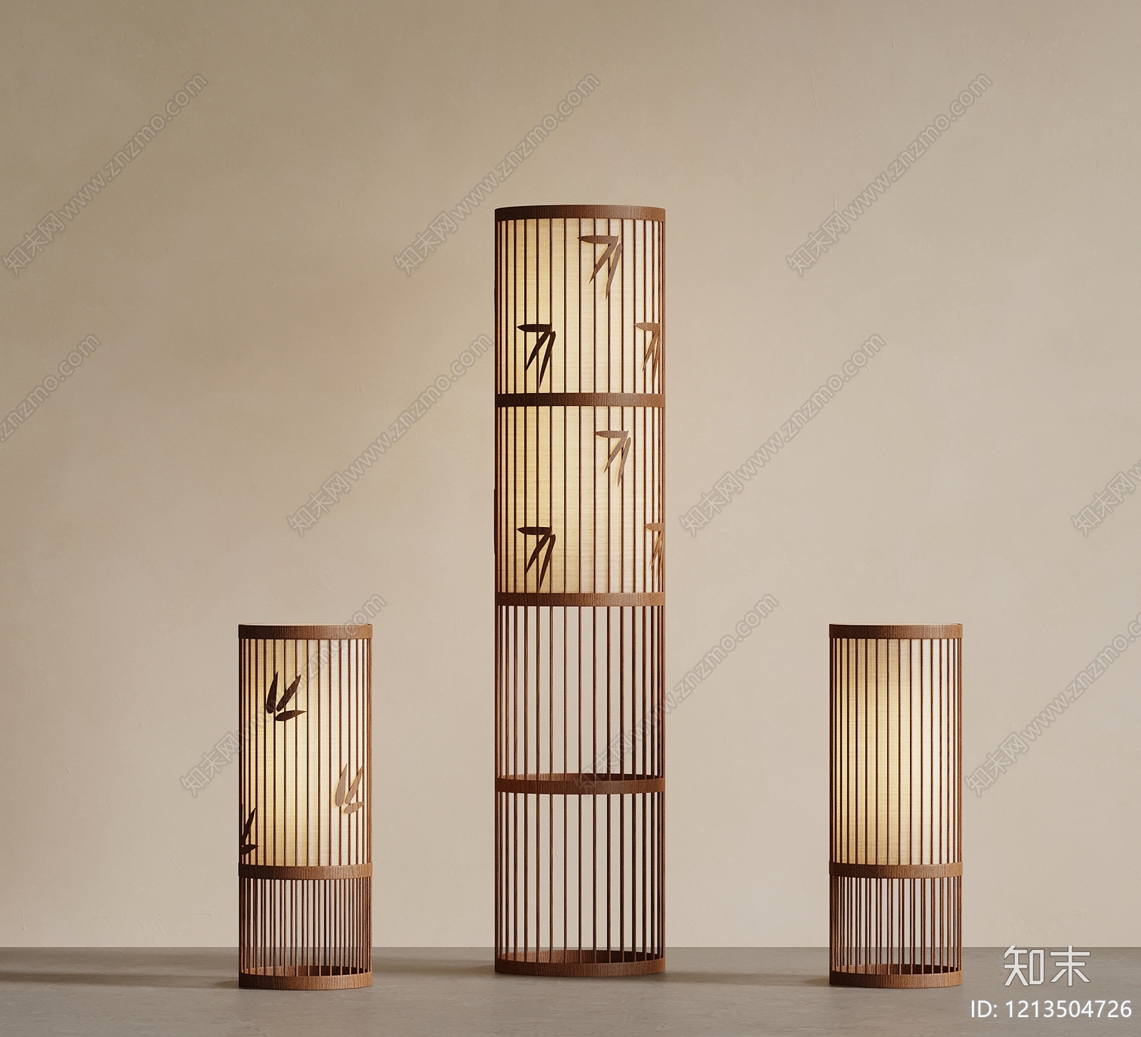 新中式落地灯3D模型下载【ID:1213504726】