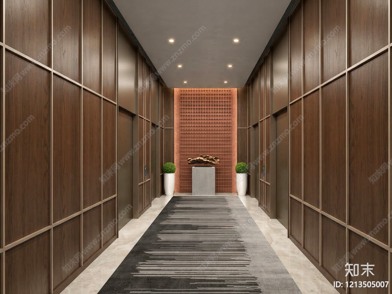 新中式酒店走廊SU模型下载【ID:1213505007】