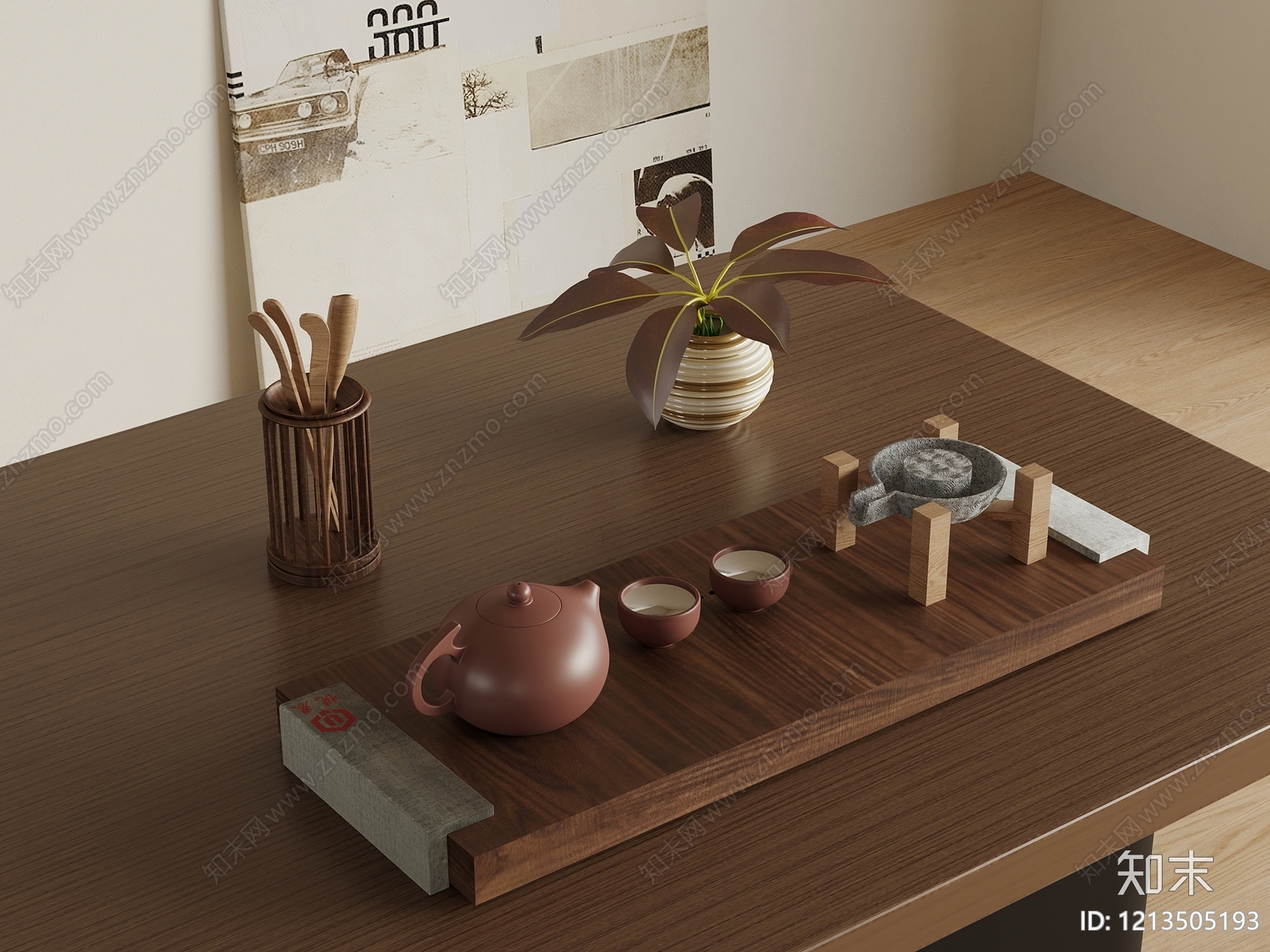 新中式厨房用品3D模型下载【ID:1213505193】