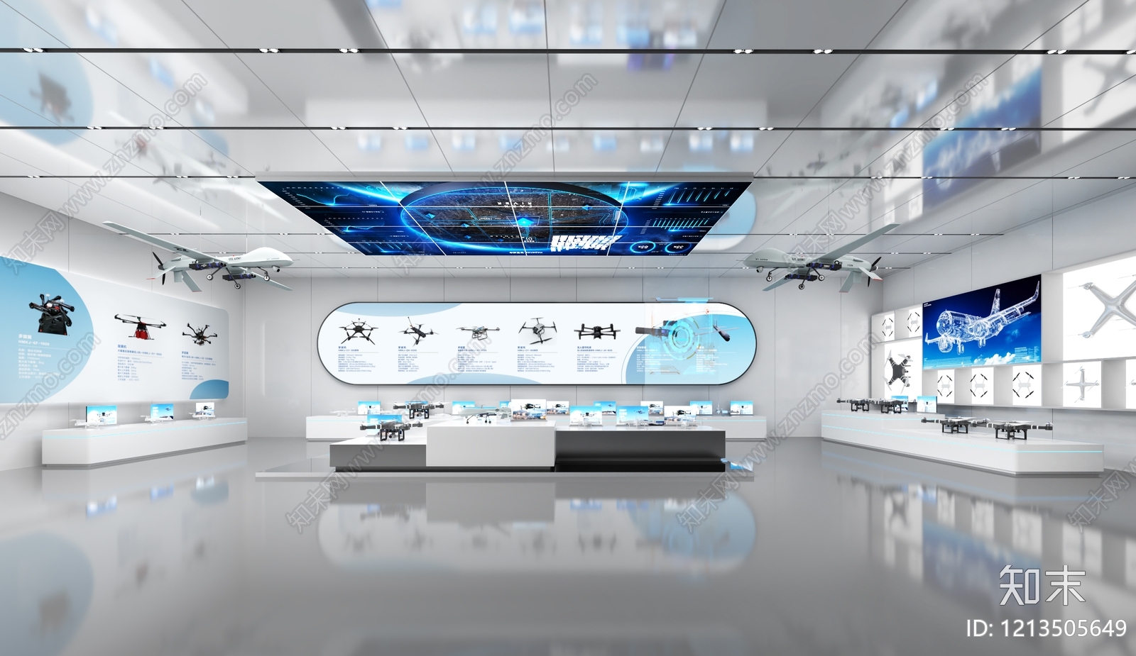 科技极简科技展厅3D模型下载【ID:1213505649】