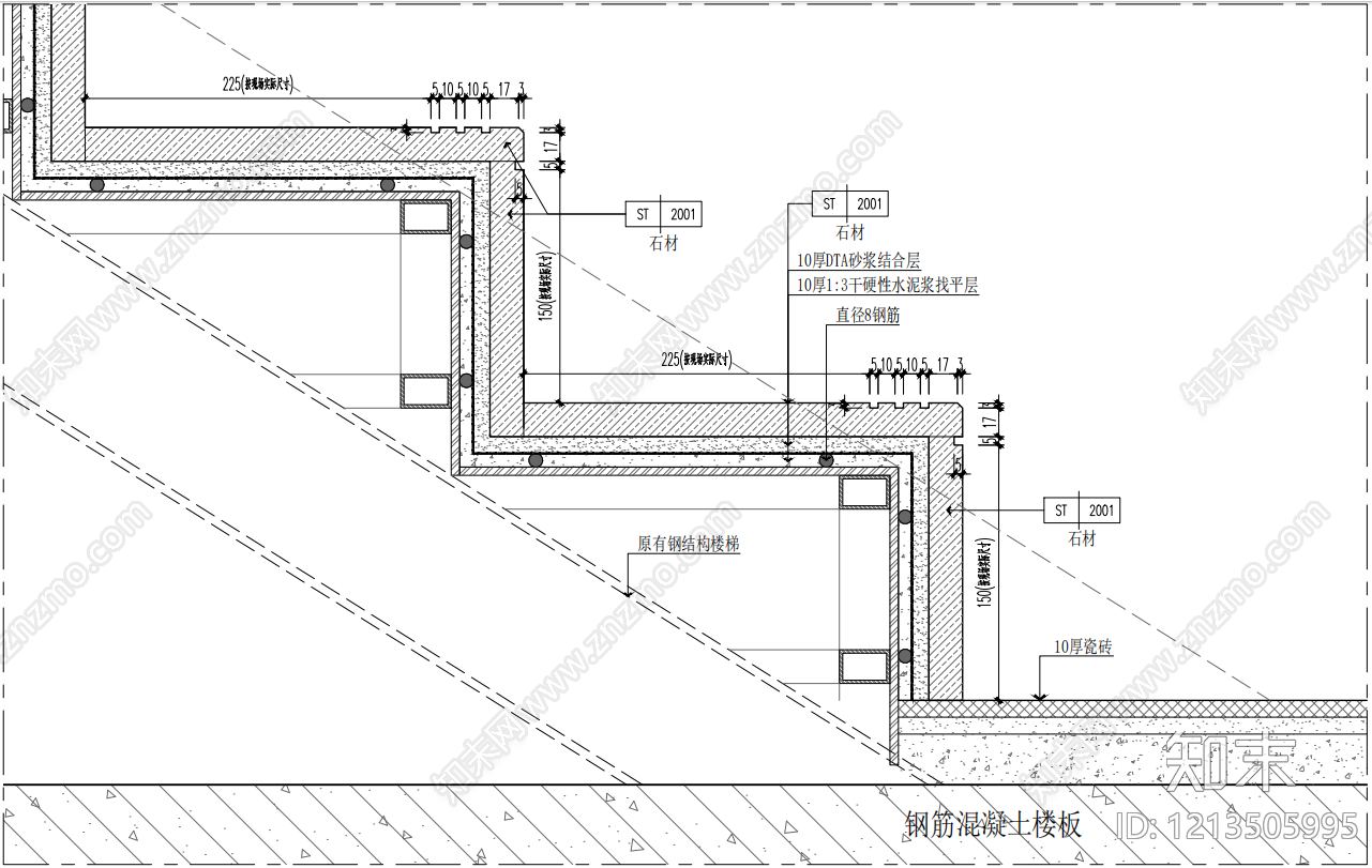 现代极简楼梯节点施工图下载【ID:1213505995】