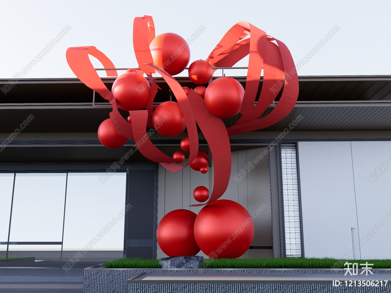 现代艺术雕塑景观外立面装饰SU模型下载【ID:1213506217】