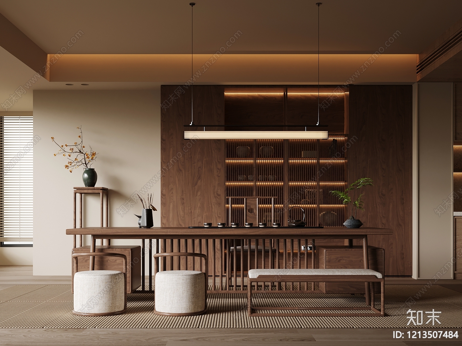新中式茶室3D模型下载【ID:1213507484】
