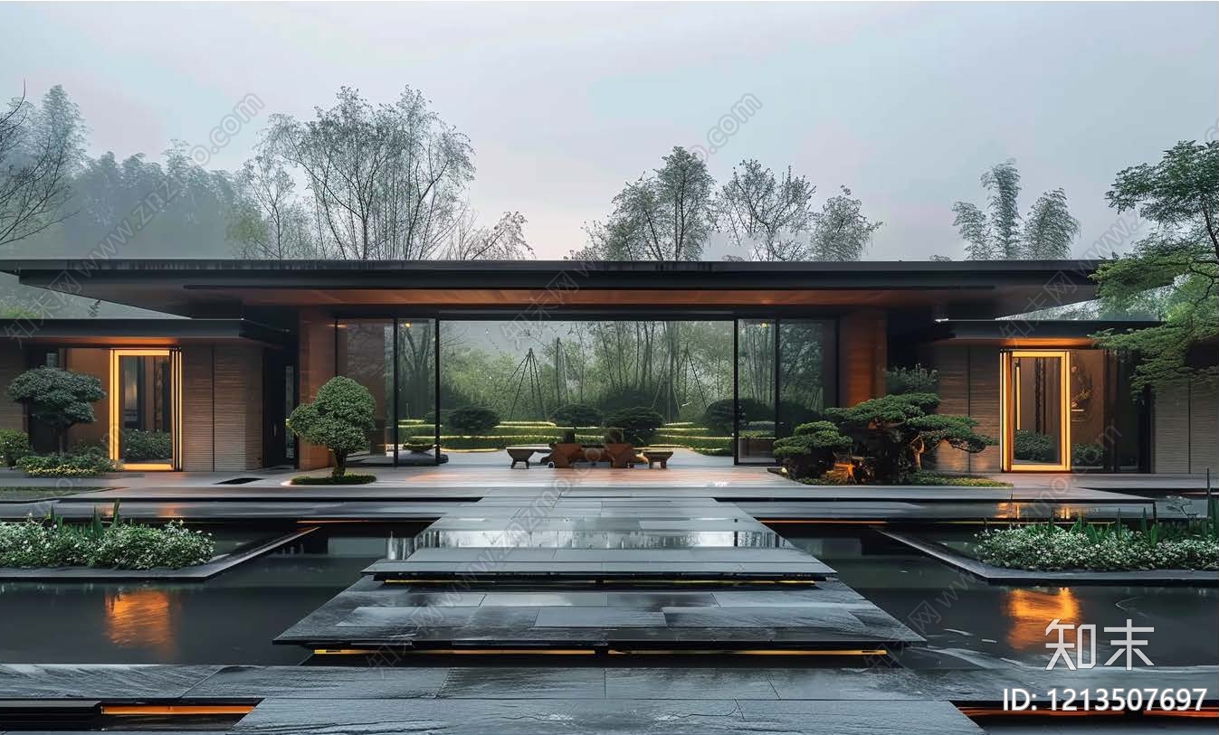 新中式中式民宿建筑下载【ID:1213507697】