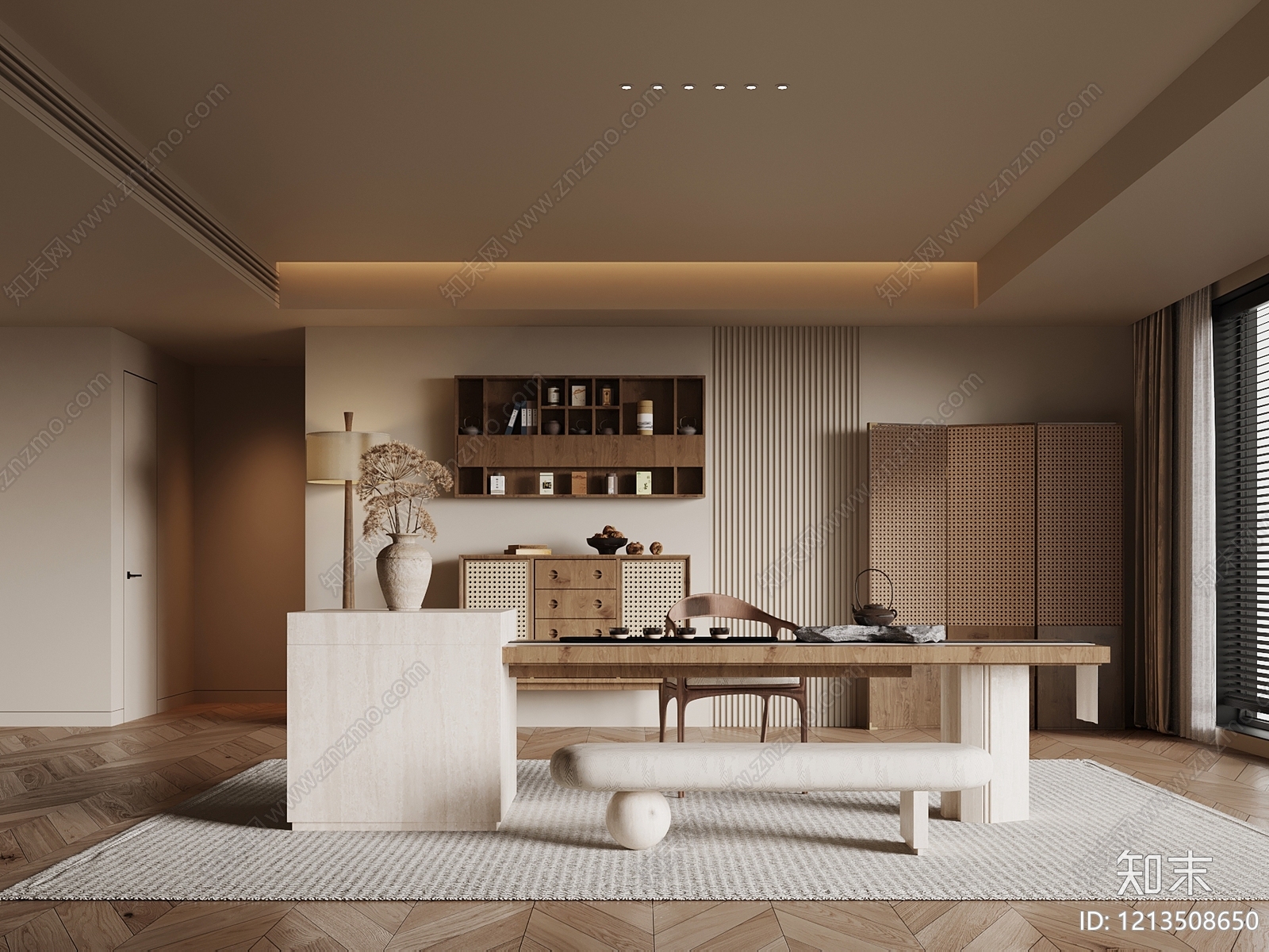 新中式茶室SU模型下载【ID:1213508650】