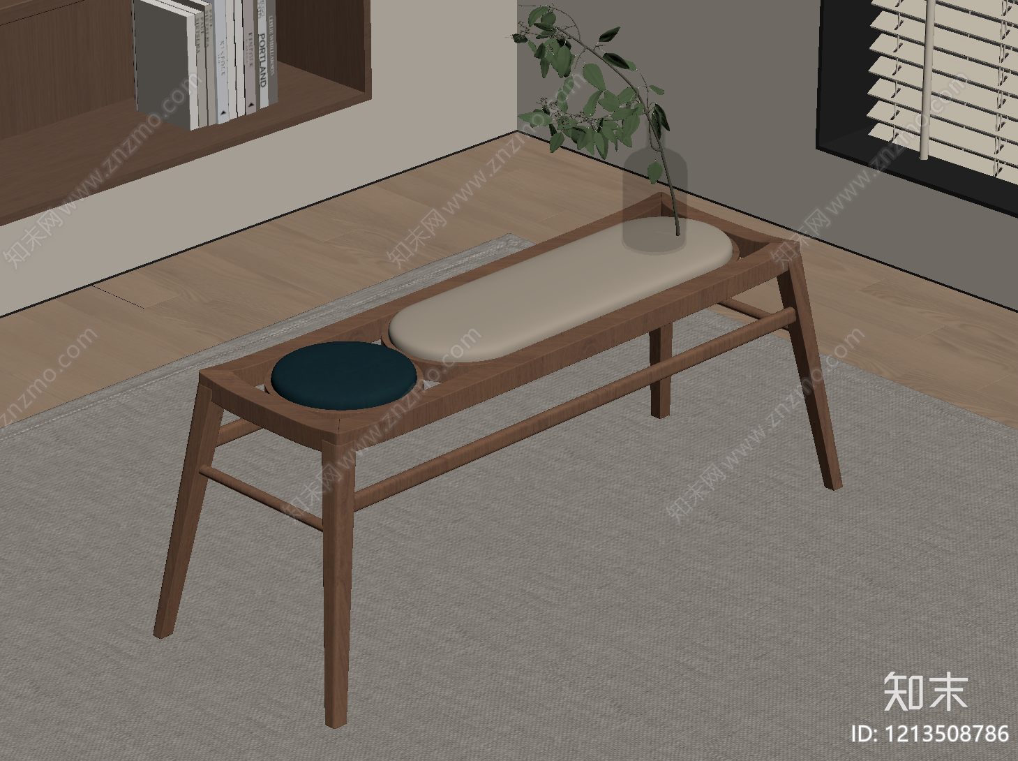 现代沙发凳SU模型下载【ID:1213508786】