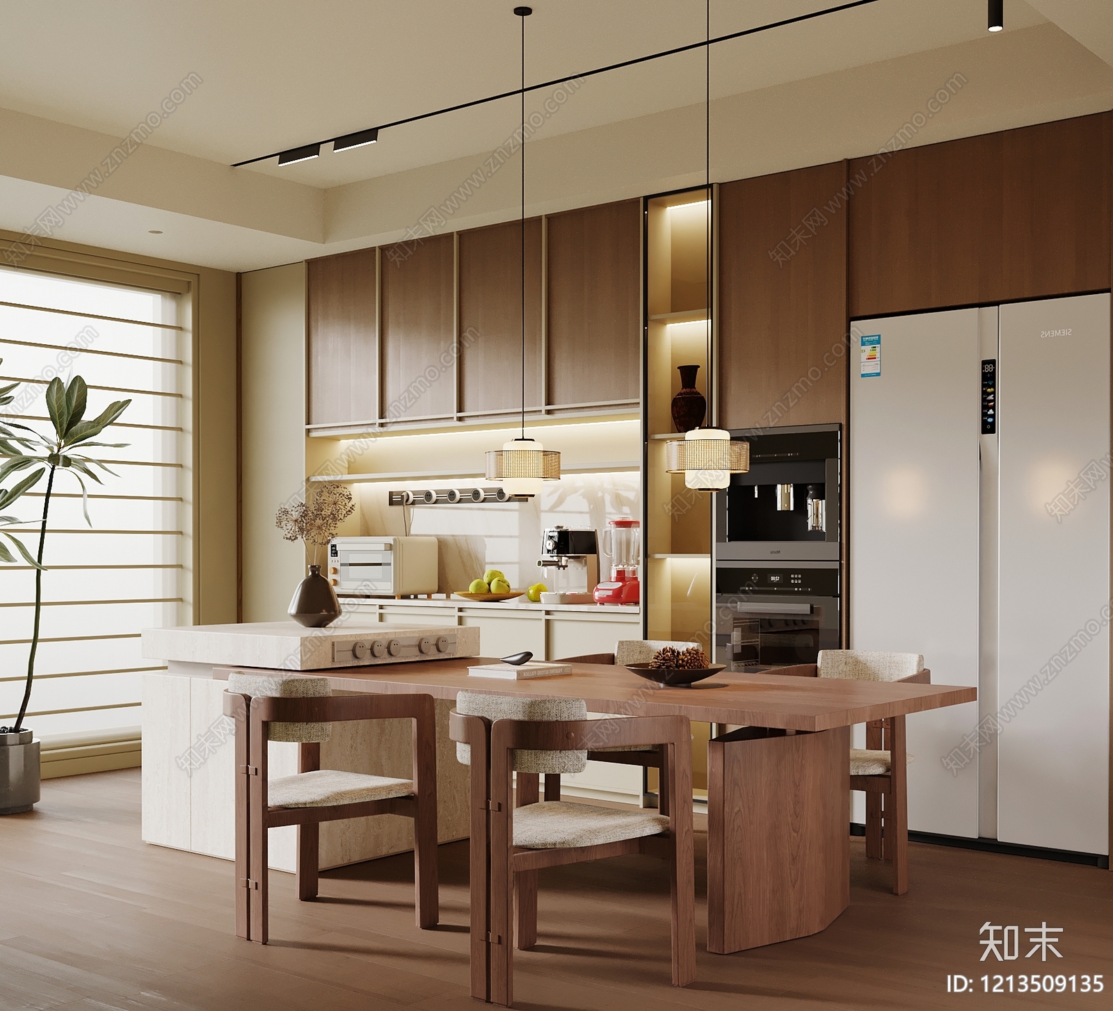 奶油风家居餐厅3D模型下载【ID:1213509135】