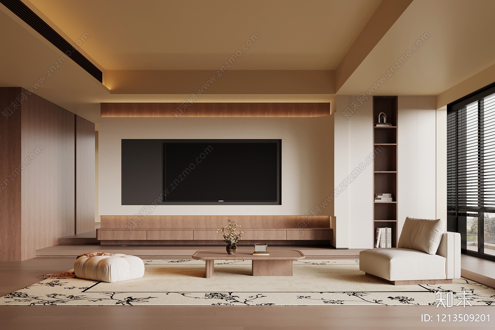 日式简约家居客厅3D模型下载【ID:1213509201】