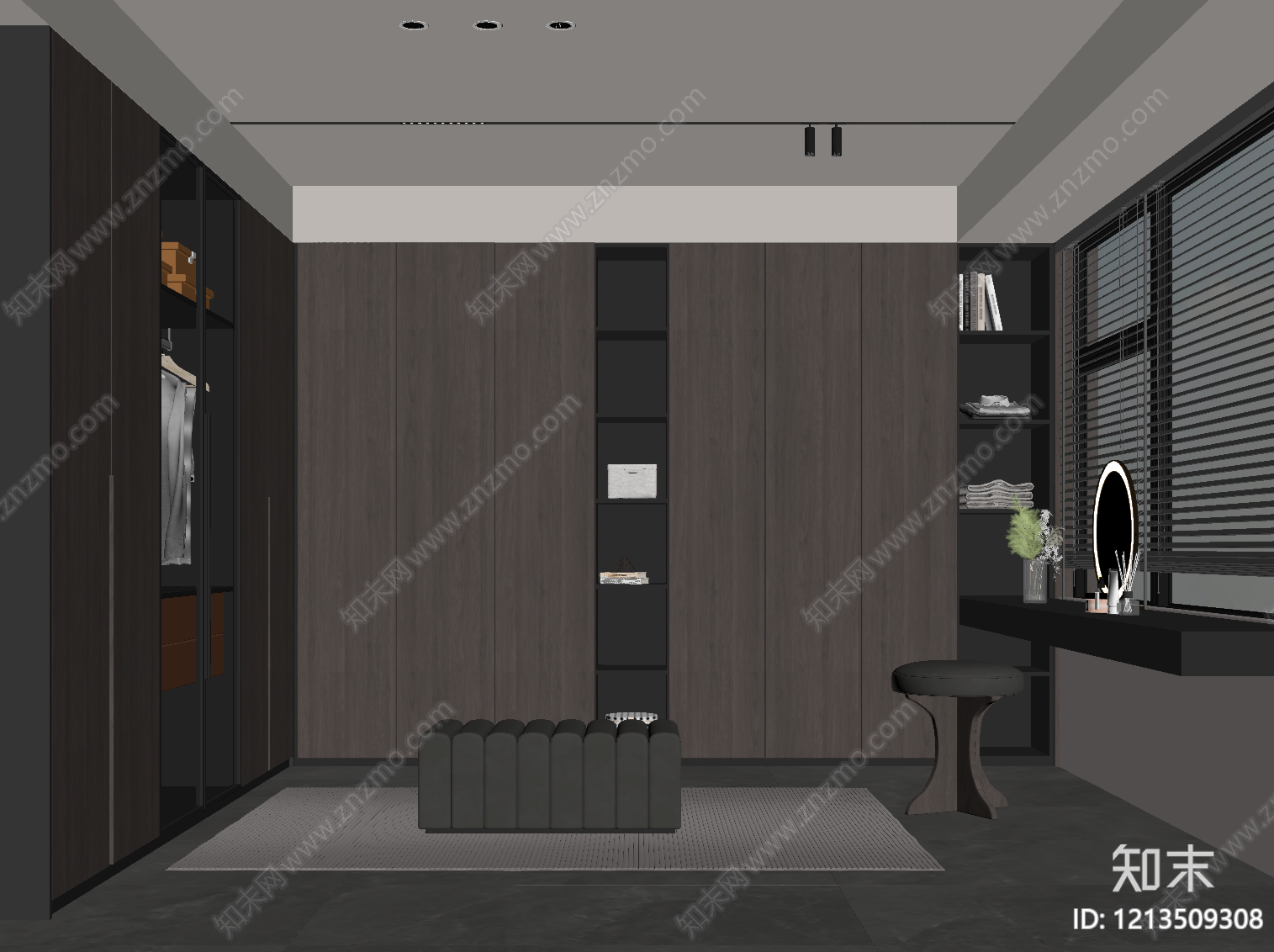 现代极简衣帽间SU模型下载【ID:1213509308】
