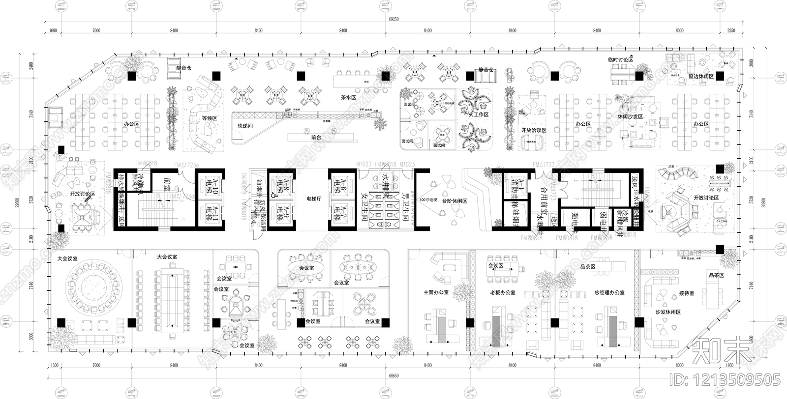 极简独立办公室施工图下载【ID:1213509505】