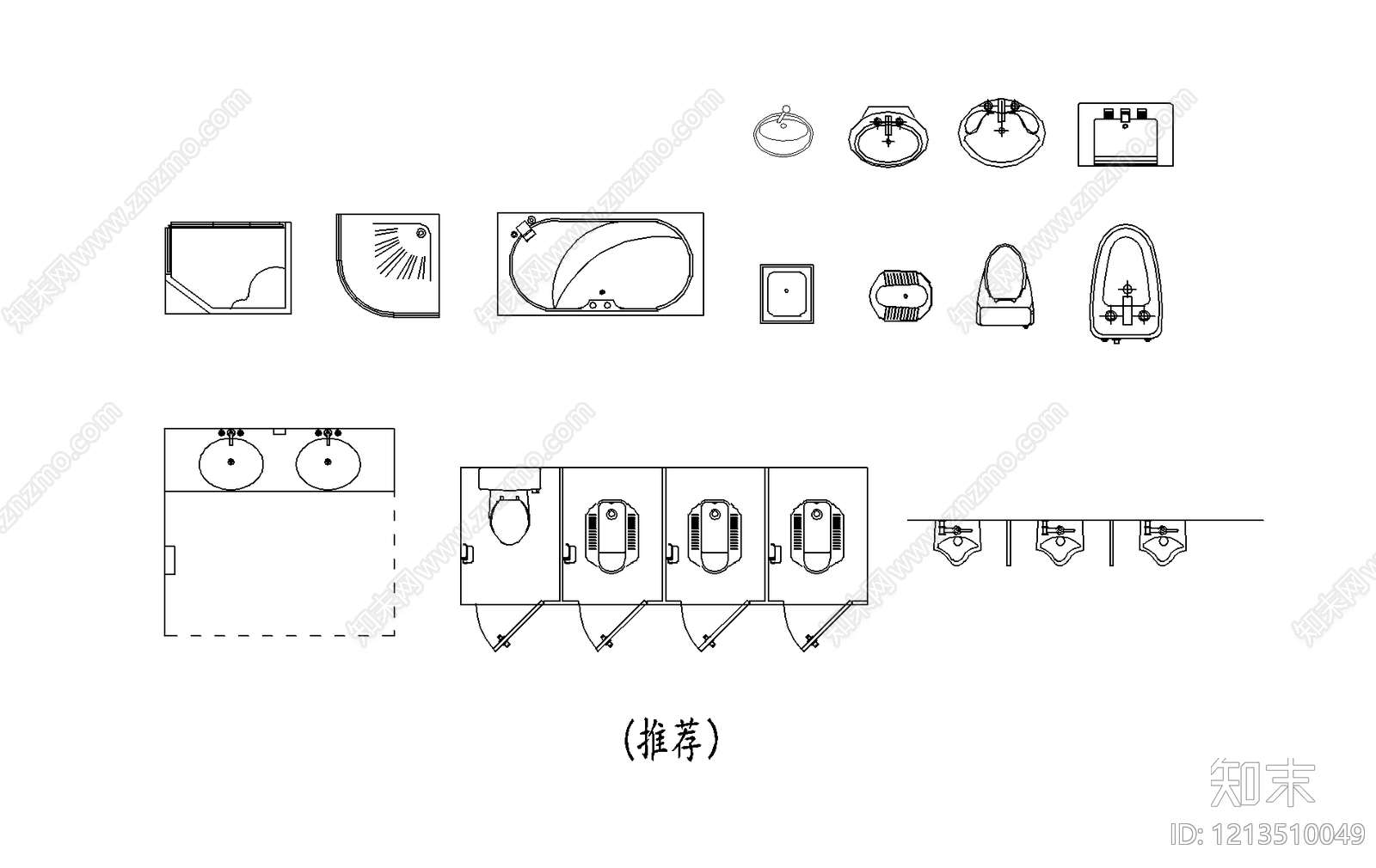现代简约卫浴设施施工图下载【ID:1213510049】
