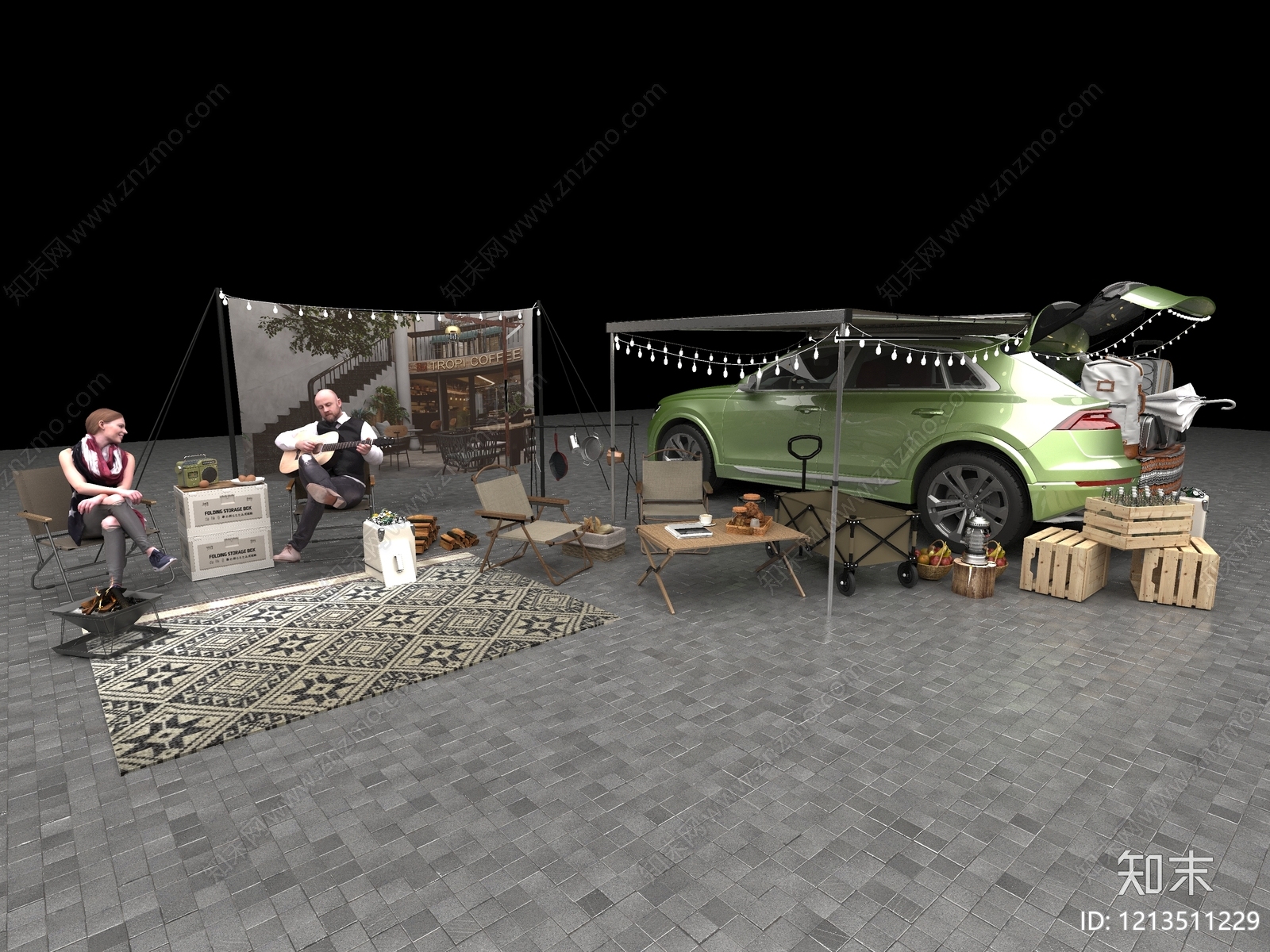 复古露营风汽车展台3D模型下载【ID:1213511229】