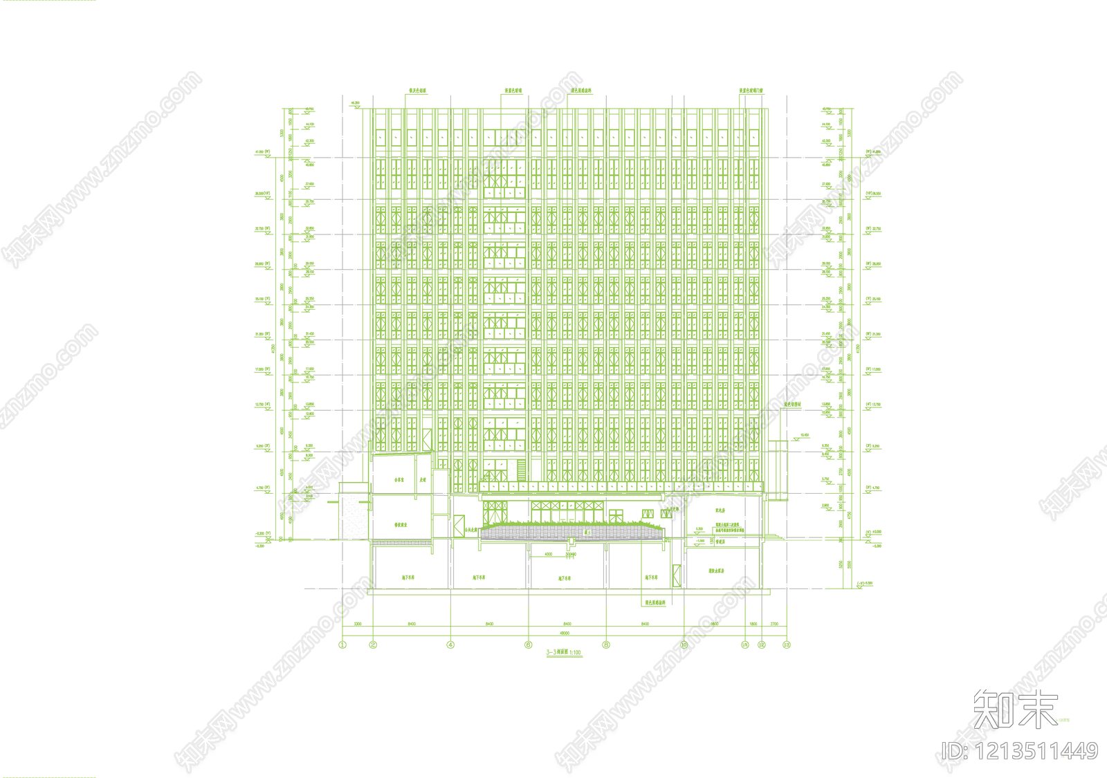 现代办公楼建筑施工图下载【ID:1213511449】