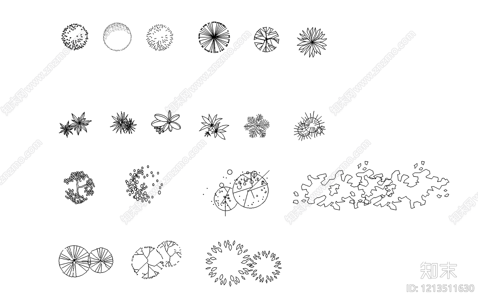 现代简约绿植施工图下载【ID:1213511630】