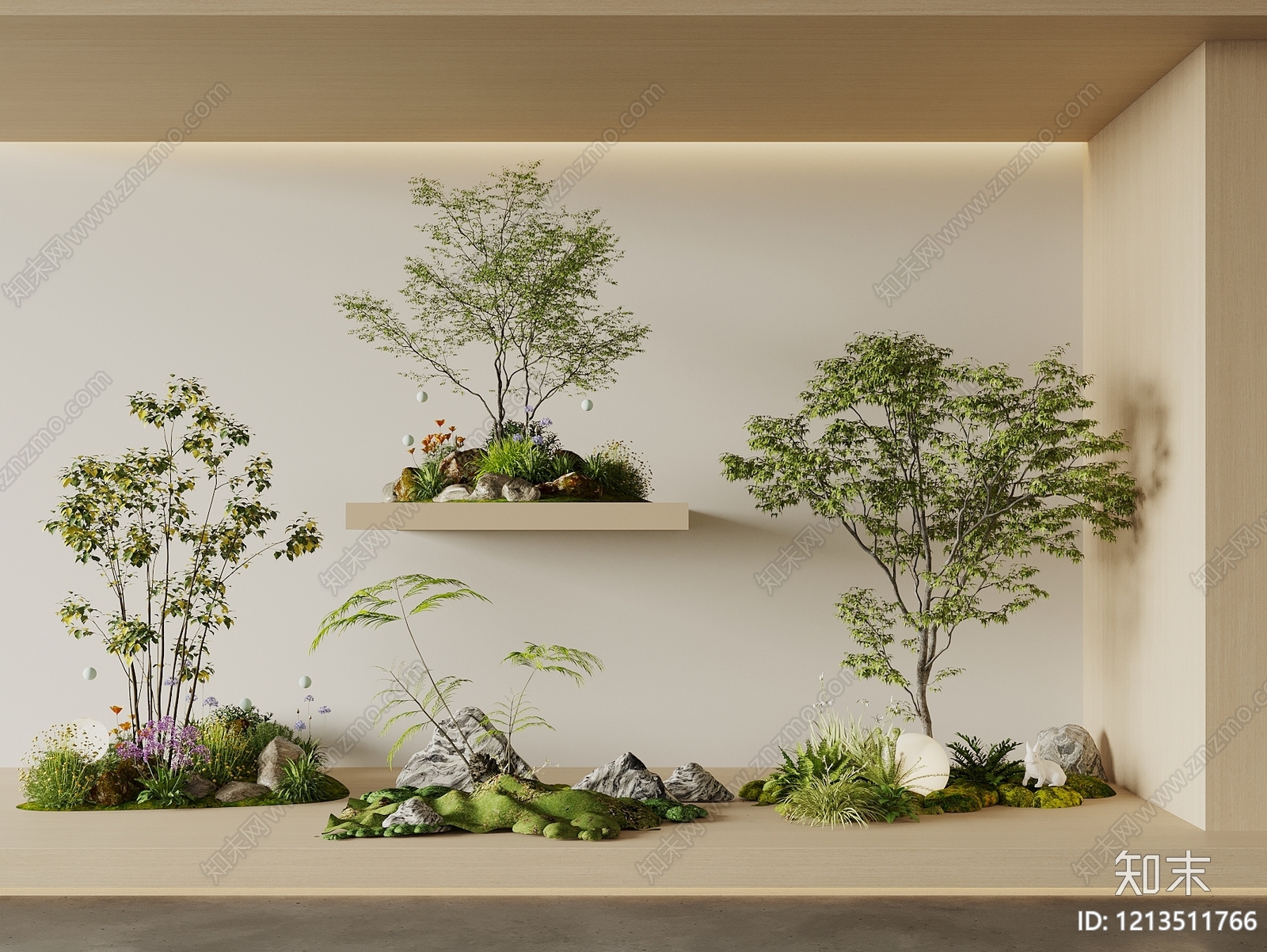 新中式禅意室内景观3D模型下载【ID:1213511766】