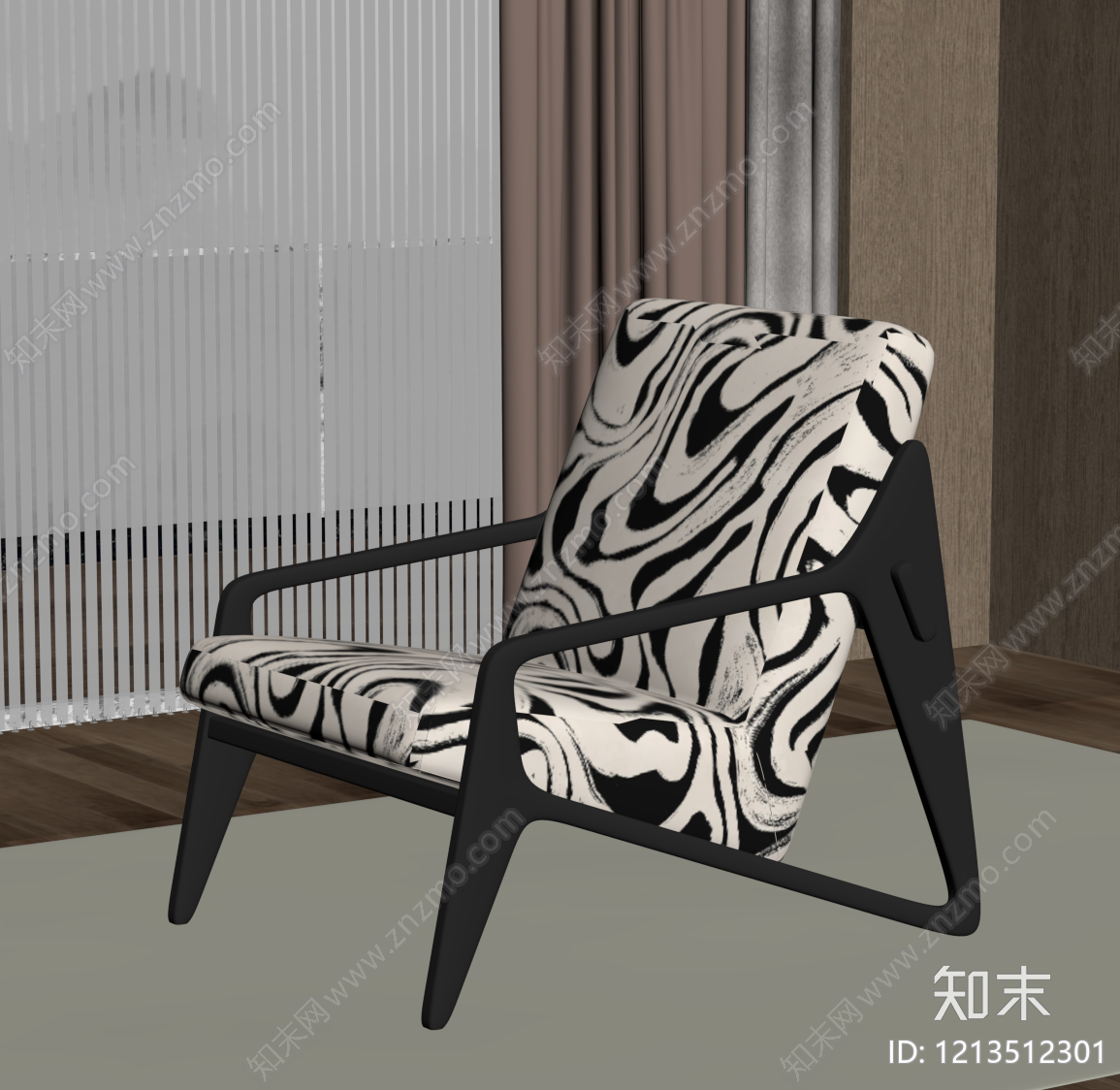 现代简约单人沙发SU模型下载【ID:1213512301】