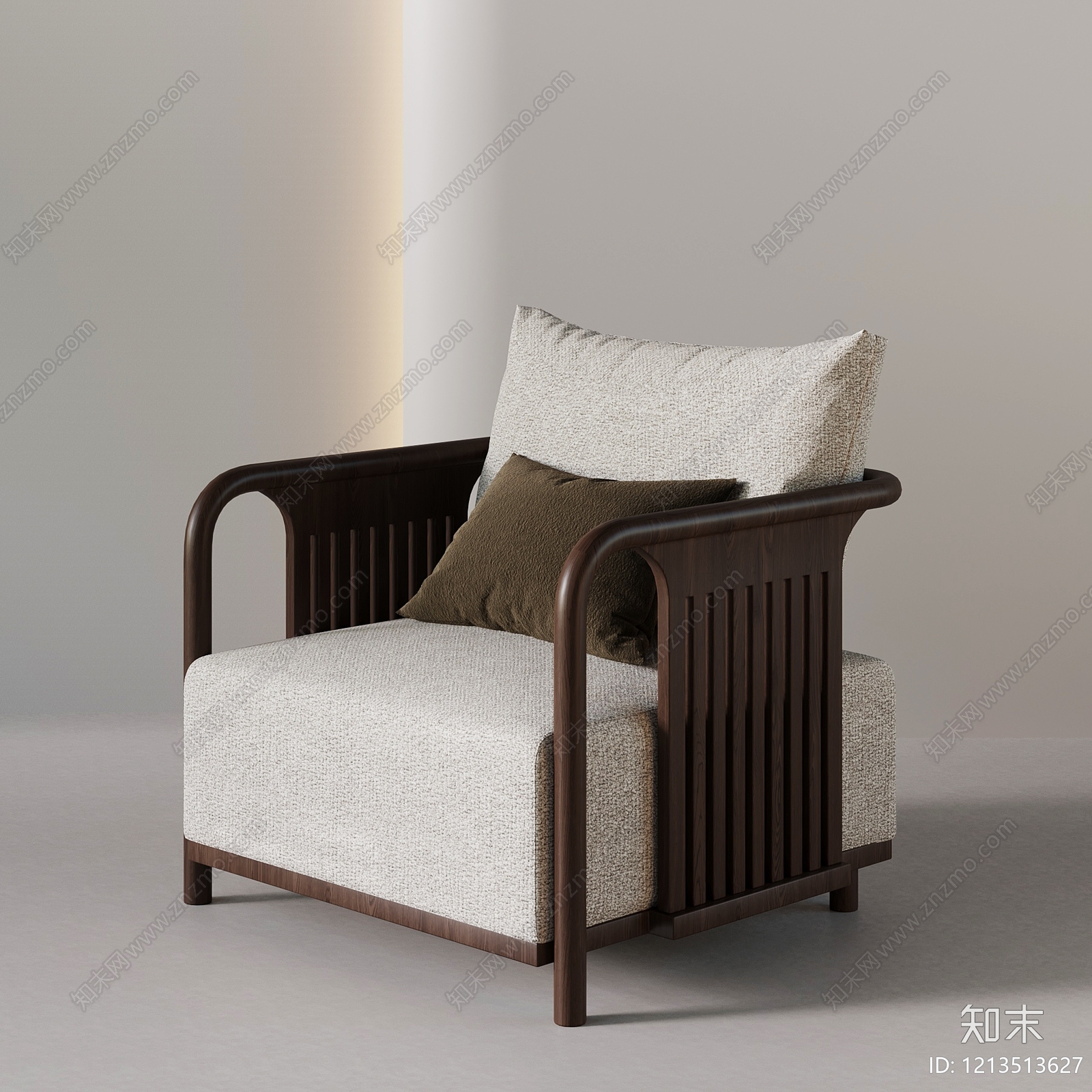 新中式单人沙发3D模型下载【ID:1213513627】