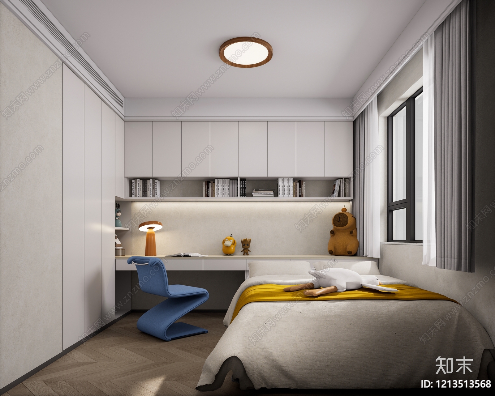 现代简约男孩房SU模型下载【ID:1213513568】
