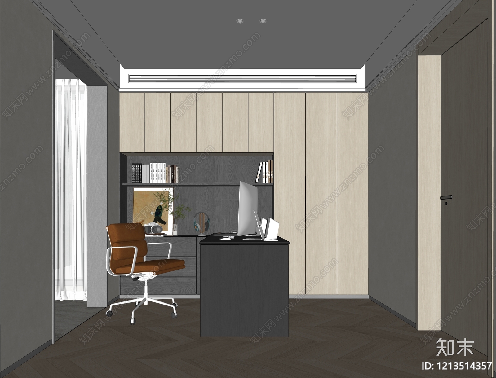 现代简约书房SU模型下载【ID:1213514357】