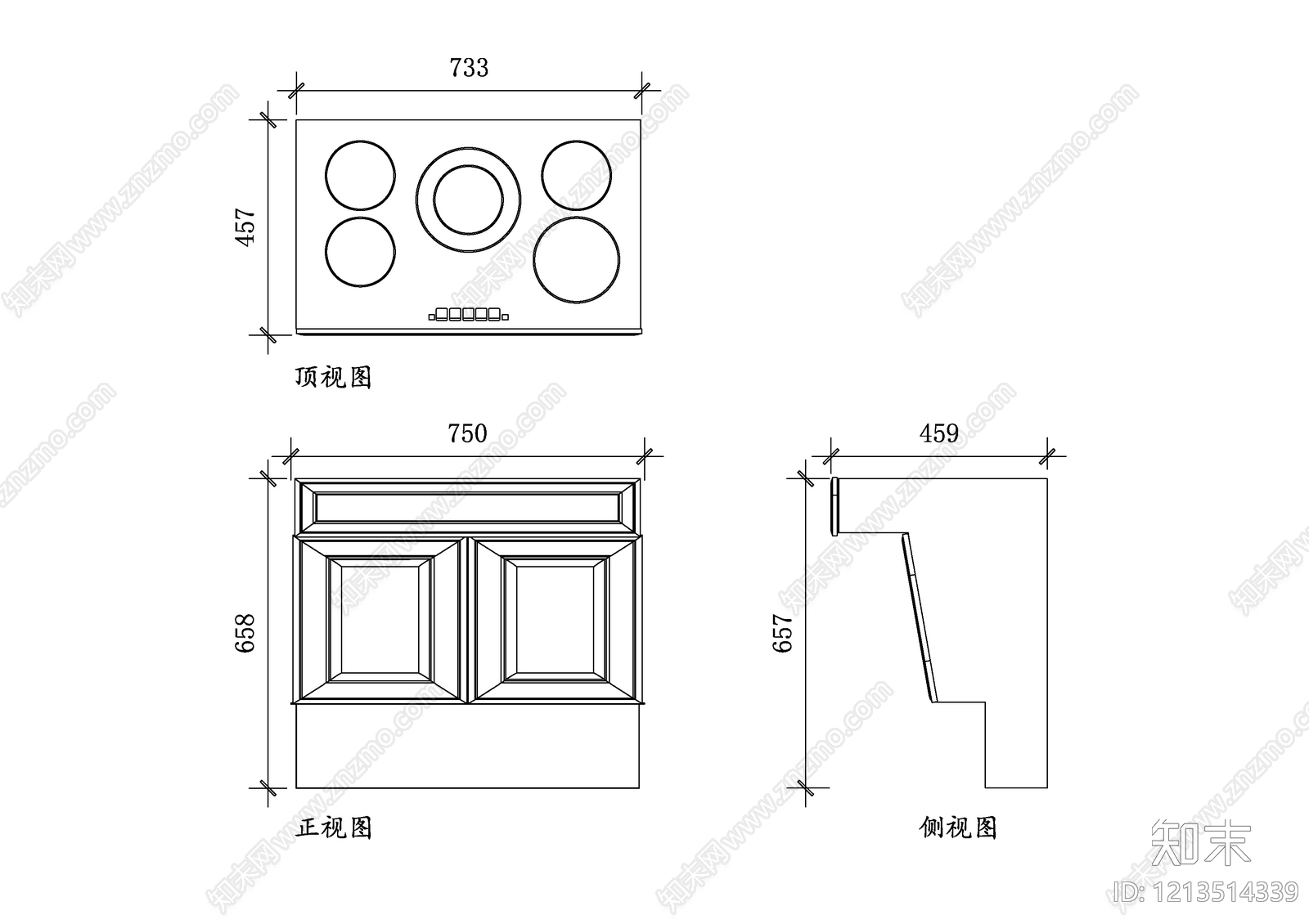 现代厨房设施施工图下载【ID:1213514339】