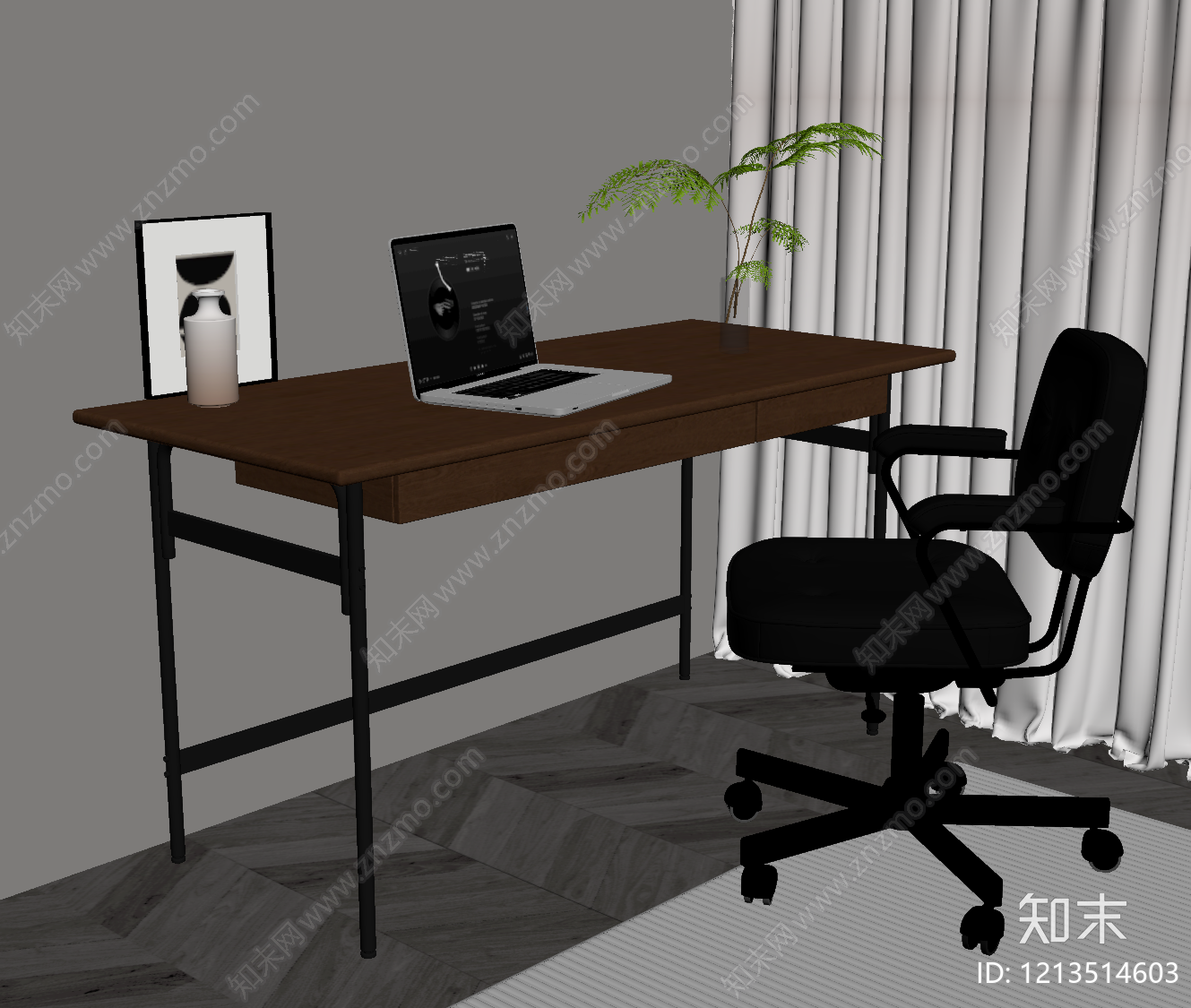 现代简约书桌椅SU模型下载【ID:1213514603】