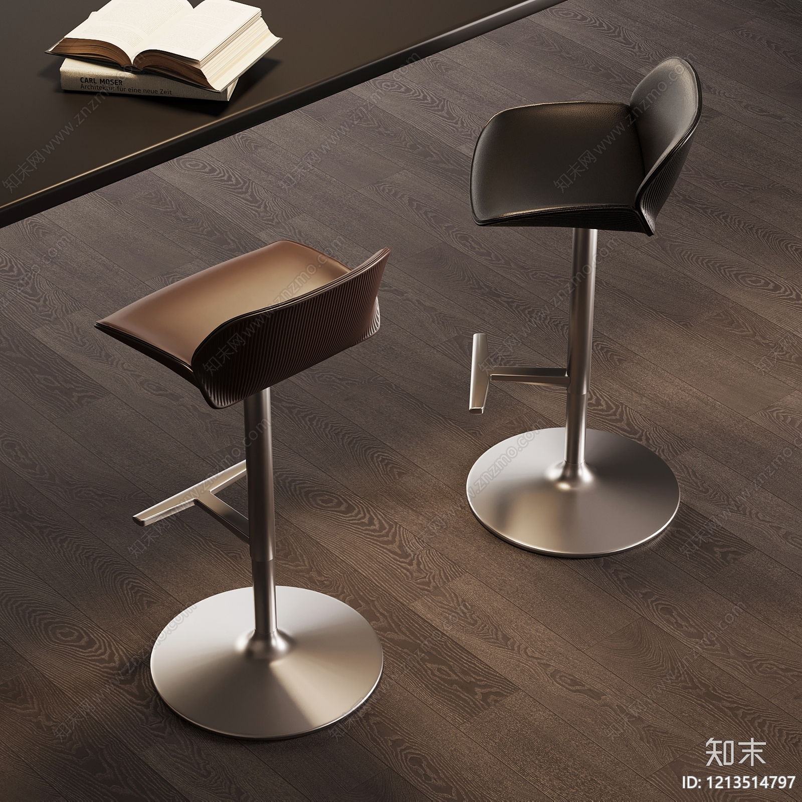 意式极简吧椅3D模型下载【ID:1213514797】