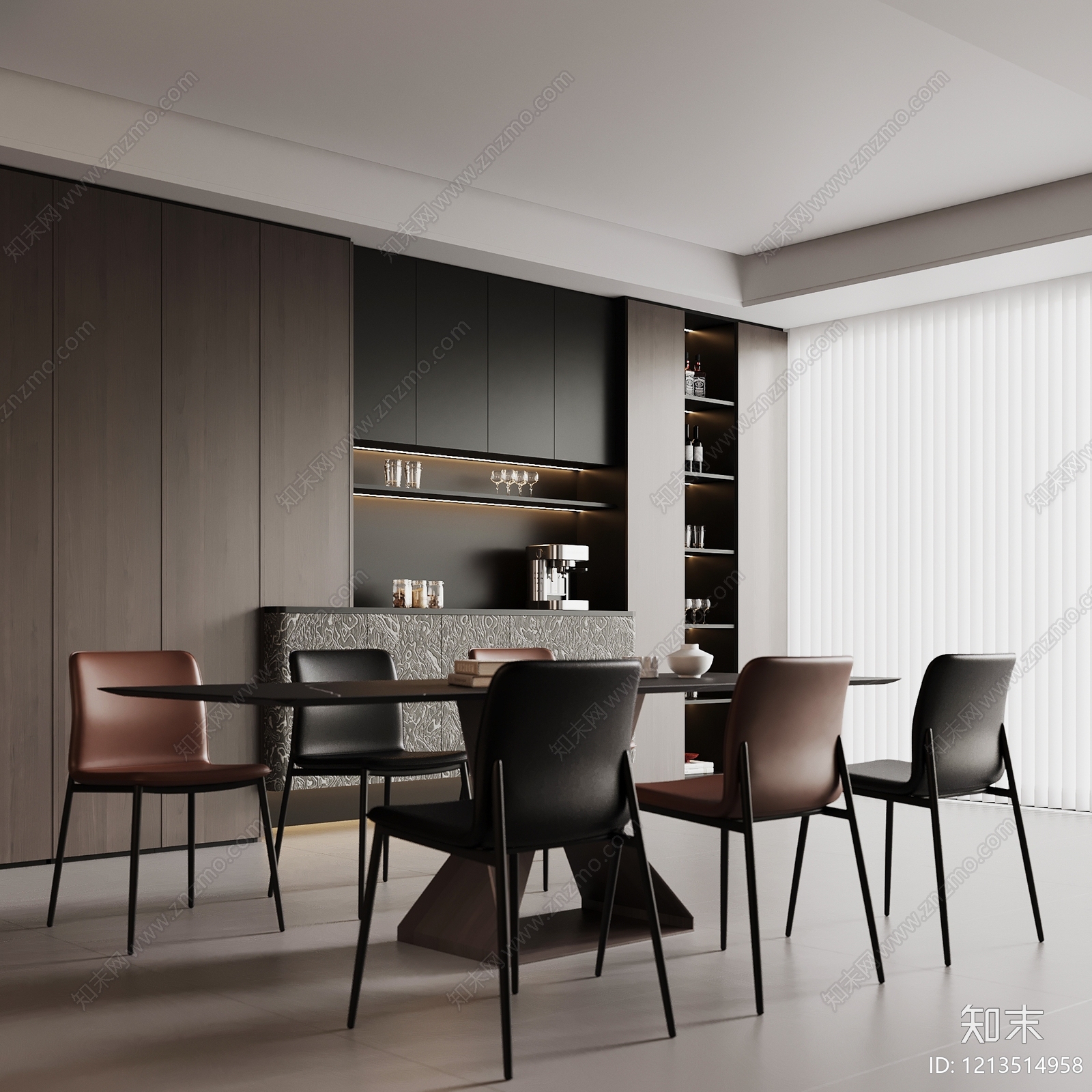 意式极简家居餐厅3D模型下载【ID:1213514958】