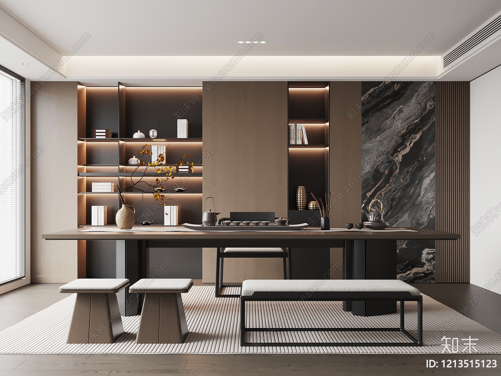新中式茶室3D模型下载【ID:1213515123】