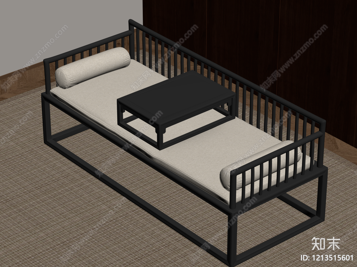 新中式罗汉床SU模型下载【ID:1213515601】