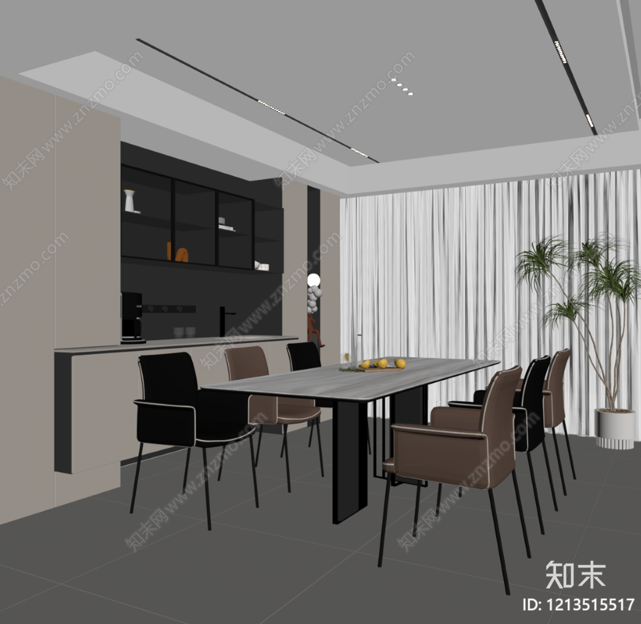 现代简约家居餐厅SU模型下载【ID:1213515517】