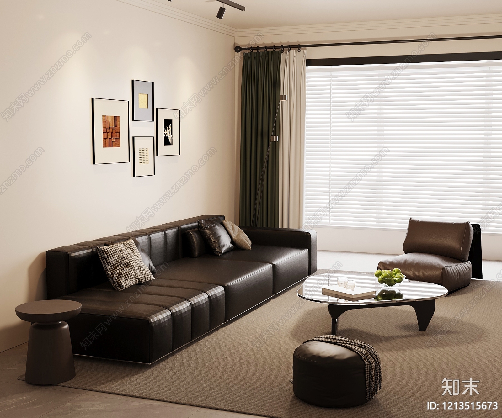 现代简约家居客厅3D模型下载【ID:1213515673】