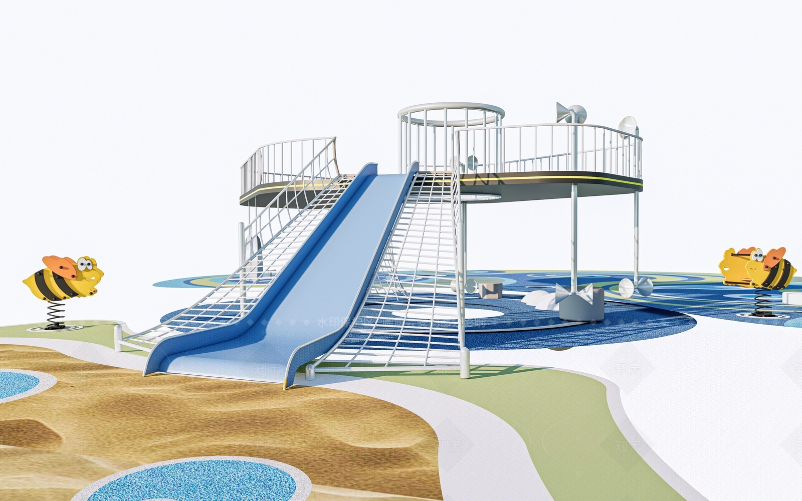 现代主义儿童滑梯SU模型下载【ID:1213516825】