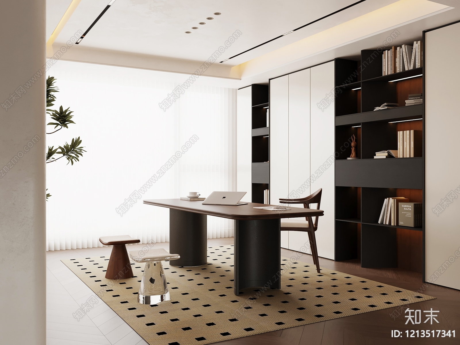 现代简约书房3D模型下载【ID:1213517341】