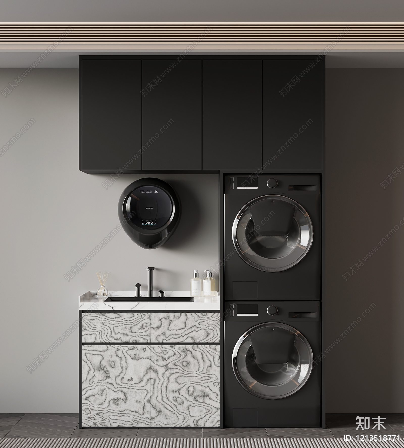 极简洗衣机柜3D模型下载【ID:1213518771】