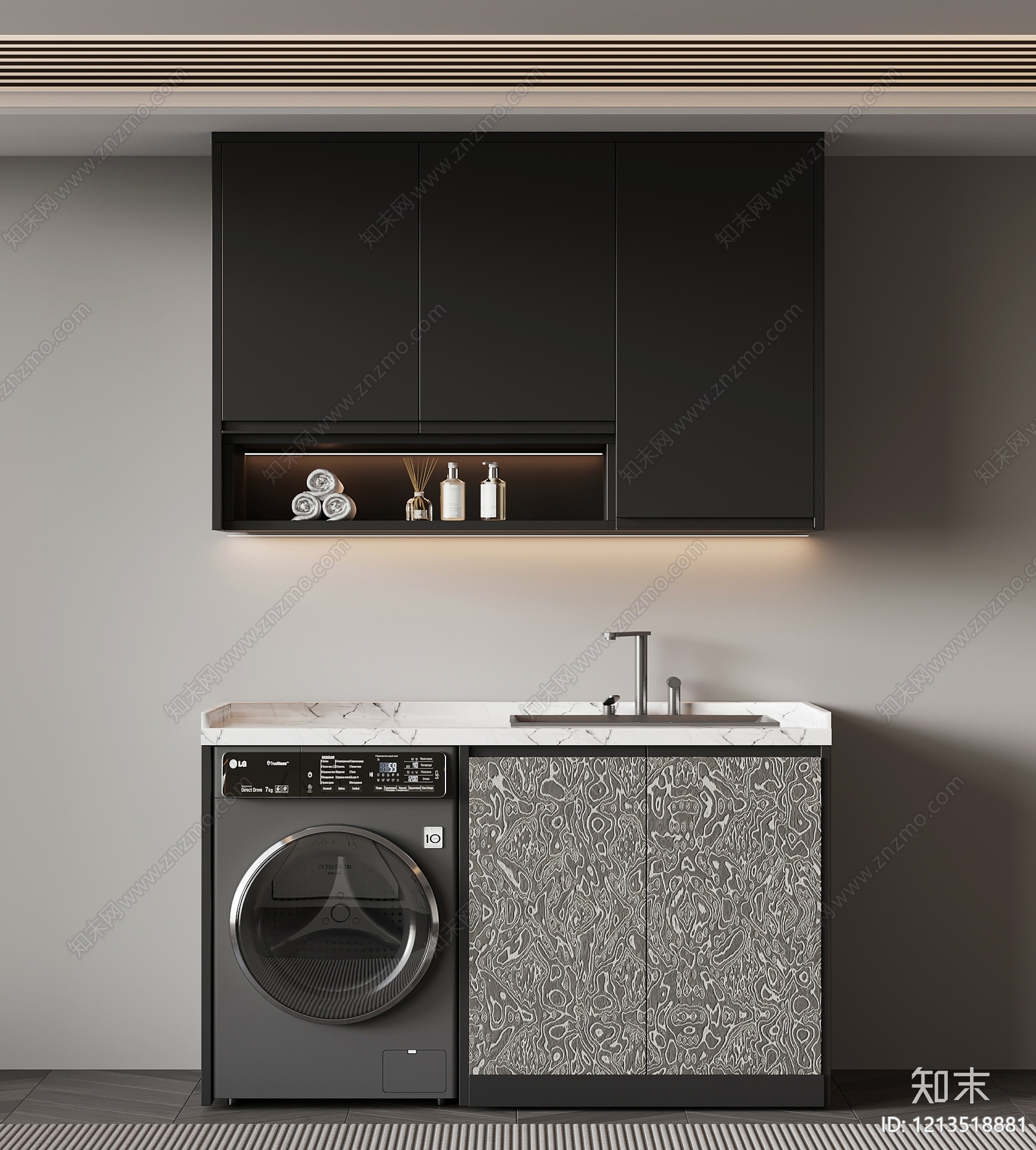 现代极简洗衣机柜3D模型下载【ID:1213518881】